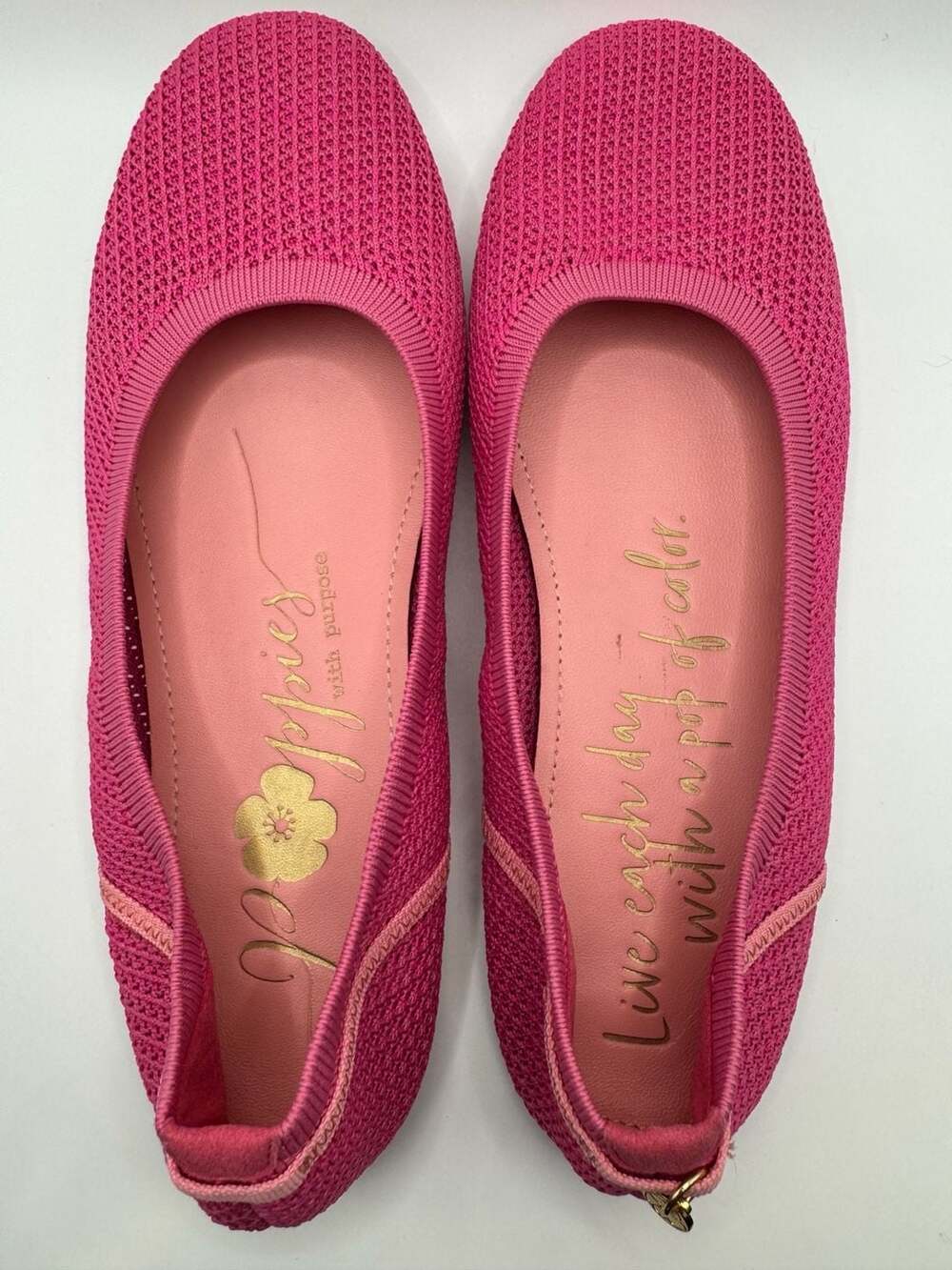 Poppies with Purpose The Signature Pink Shoe Knitted Ballet Flats 11 - Picture 6 of 11